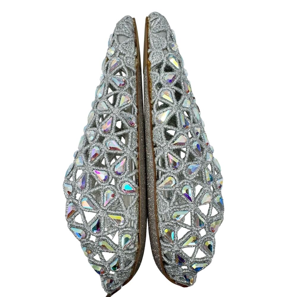 Rene Caovilla Crystal Embellished Slingback Pump Mule Heel Silver Grey 38.5 - Picture 7 of 12